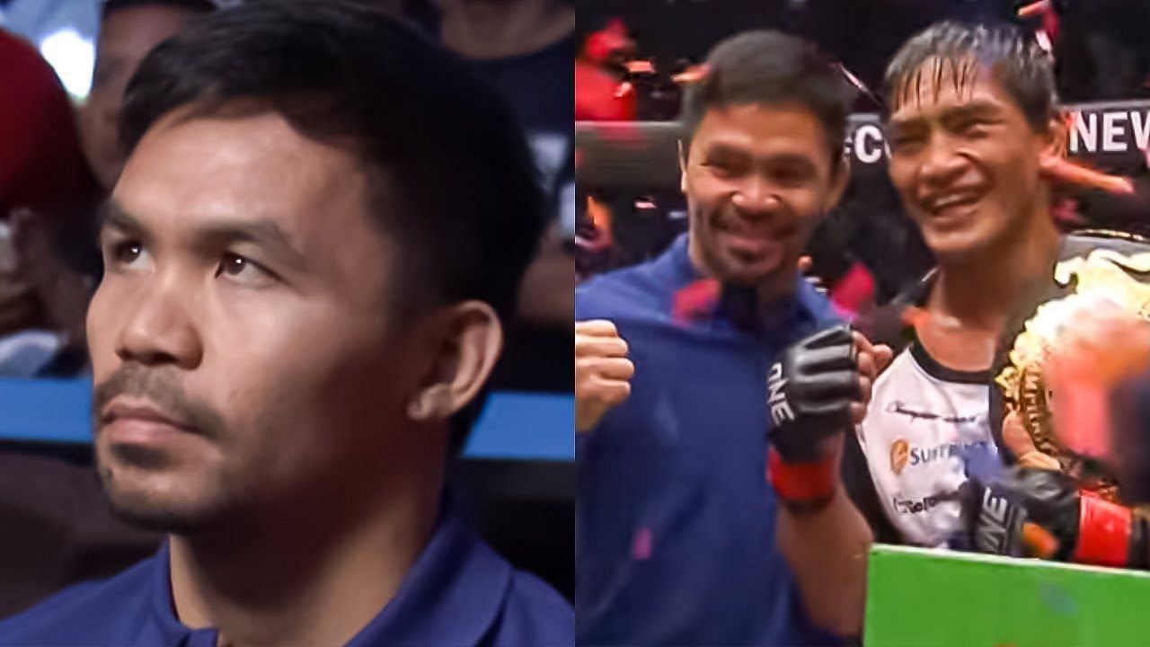 [Photo Credit: ONEChampionship on YouTube] Manny Pacquiao and Eduard Folayang