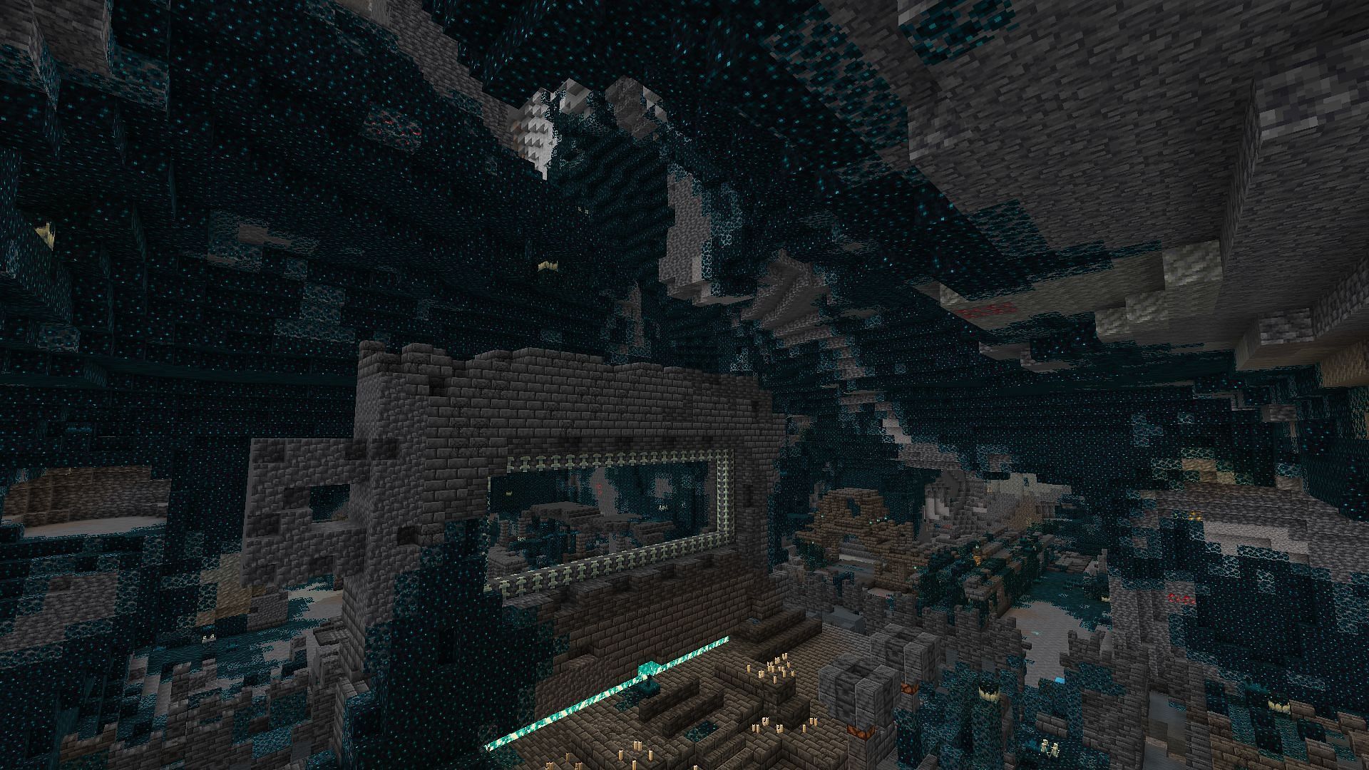 One of the many ancient cities found near spawn (Image via Minecraft)