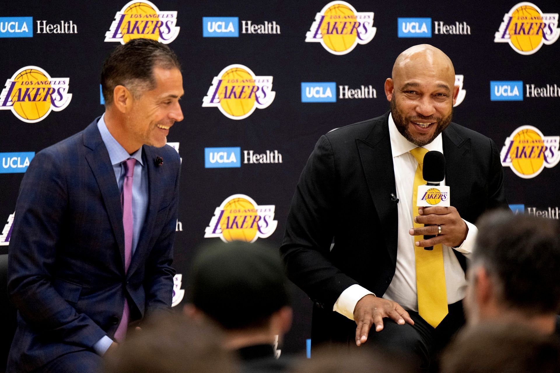 GM Rob Pelinka introduces Darvin Ham as the Lakers&#039; new head coach. [Photo: Detroit News]