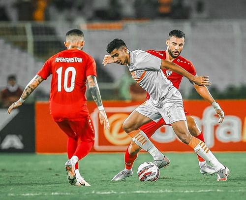 Ashique Kuruniyan in action for the Indian national football team in the recently concluded AFC Asian Cup 2023 Qualifiers against Afghanistan (Image Courtesy: Ashique Kuruniyan Instagram)