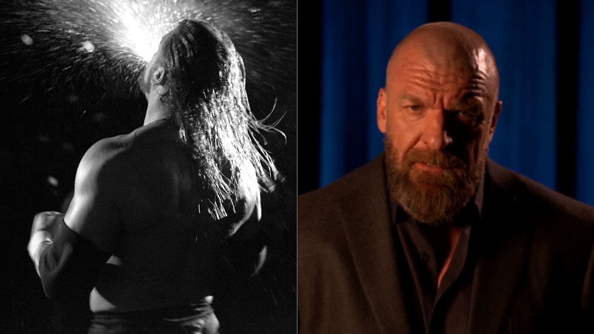 Triple H before (left) and after (right) his haircut in 2012.