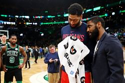 "Does the organization, Jeanie Buss have the courage, forget Westbrook, to move off Anthony Davis?" - Colin Cowherd claims a Kyrie Irving-Anthony Davis swap could work out perfectly for both their teams