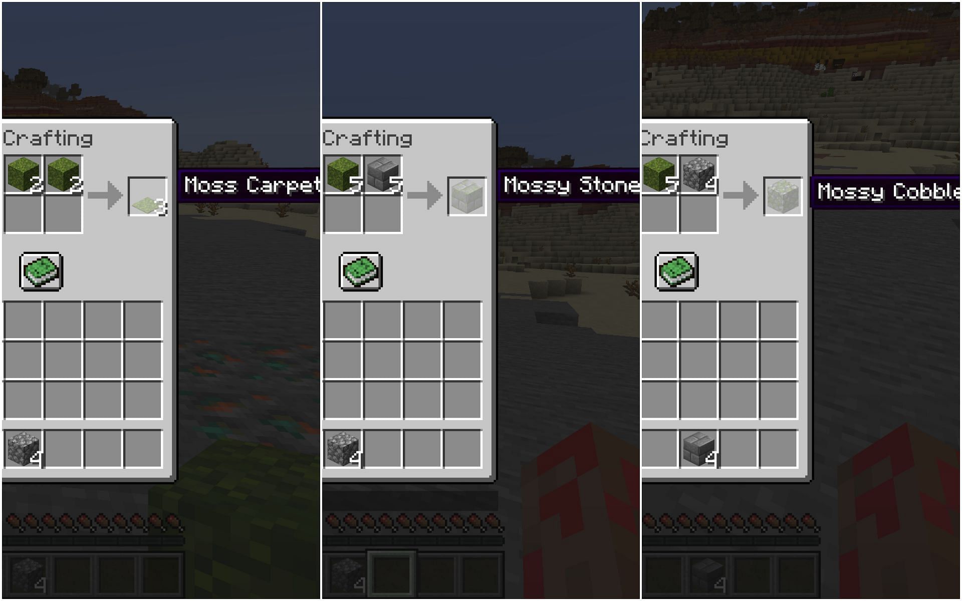All the crafting recipes (Image via Minecraft 1.19)