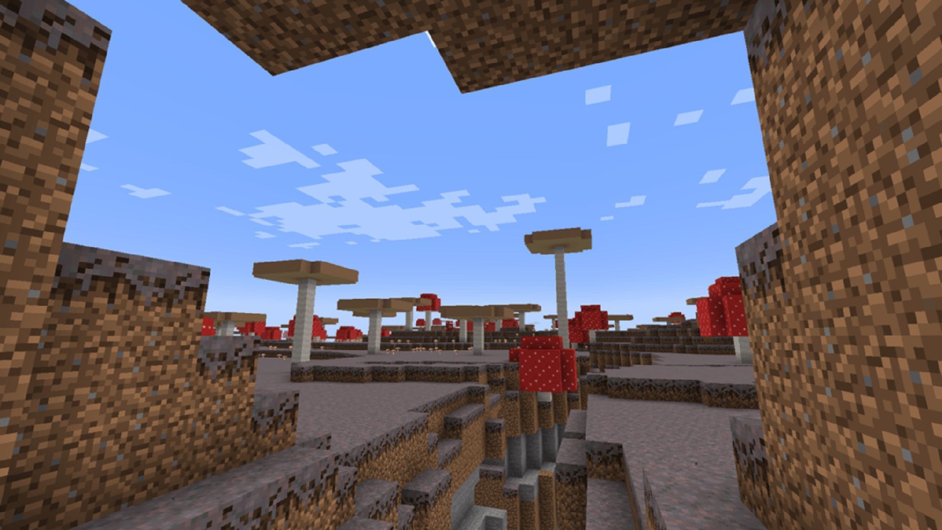 Players can stay safe in this seed&#039;s huge mushroom island (Image via Mojang)