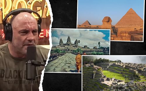 Joe Rogan discusses structural and scientific marvels of ancient civilizations [Rogan image via powerfulJRE on YouTube; other images via whc.unesco.org]