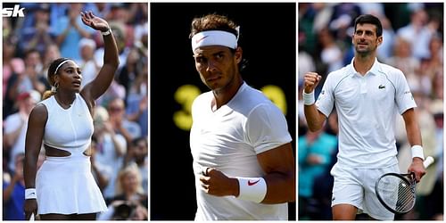 From L-R: Serena Williams, Rafael Nadal and Novak Djokovic.