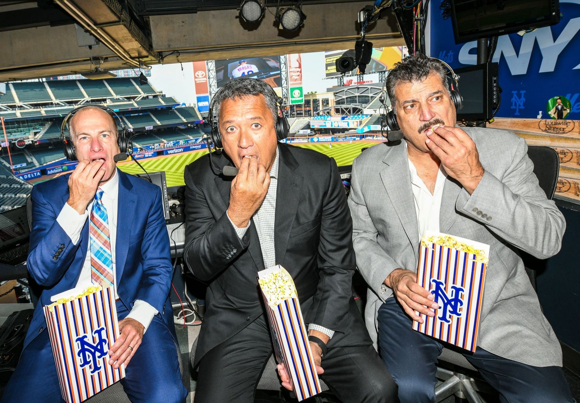 From left to right: Gary Cohen, Ron Darlin, and Keith Hernandez of SNY