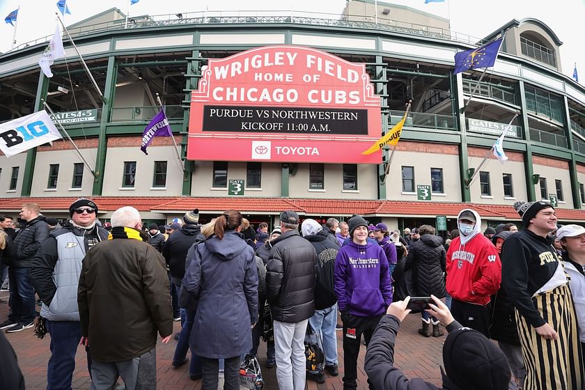 ILLINOIS Chicago Night game at Wrigley Field view of stands and