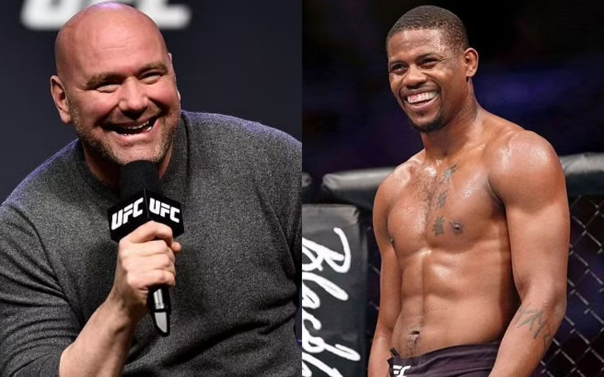 Dana White (left) and Kevin Holland (right)