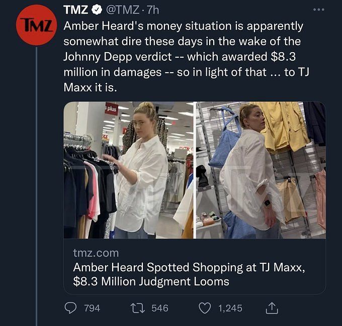 Amber Heard Spotted Shopping at TJ Maxx, $8.3 Million Judgment Looms
