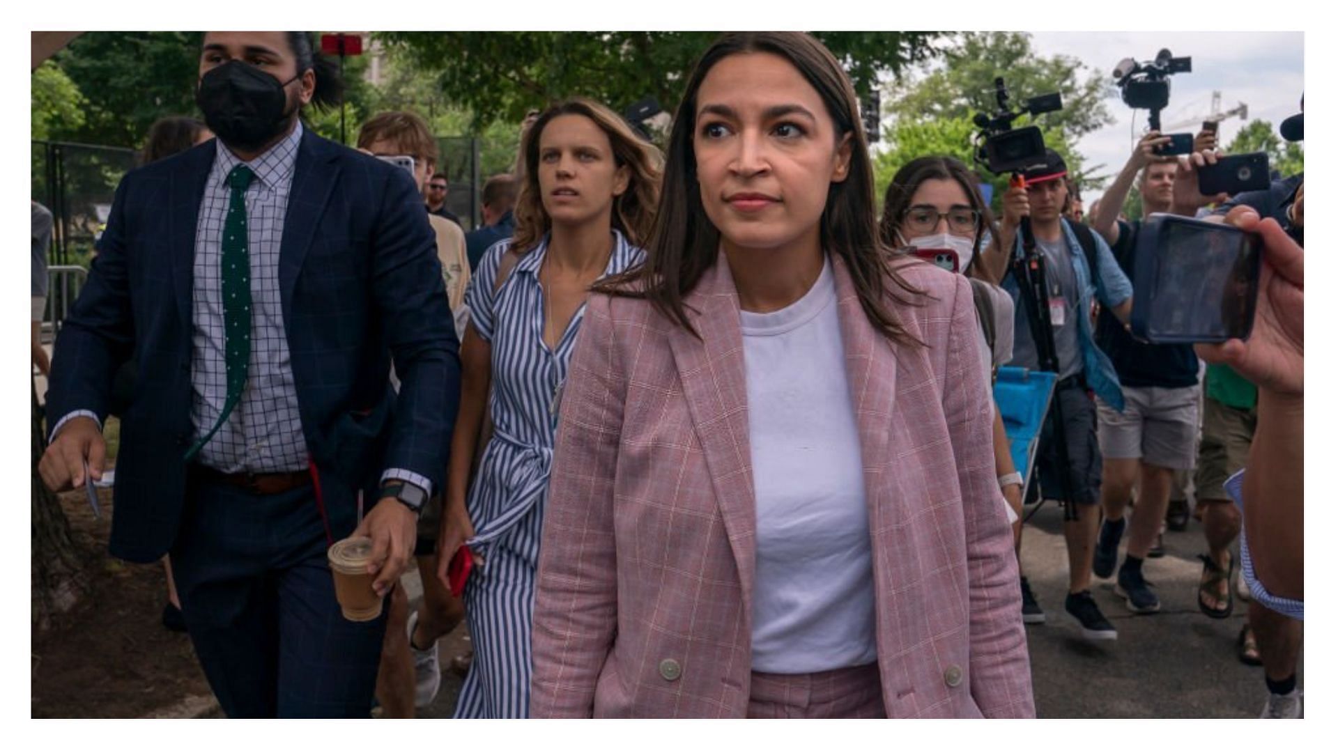 AOC requested the protesters to secure their rights by sharing her r*pe story (Image via Nathan Howard/Getty Images)
