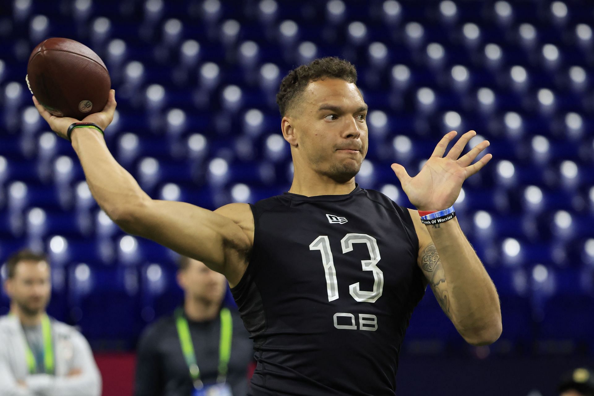 Atlanta Falcons Quarterback Desmond Ridder during his NFL Combine workout