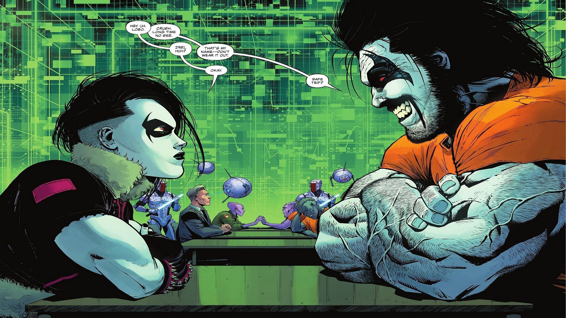 Lobo and his daughter reunite in the graphic novel Crush &amp; Lobo (Image via DC)