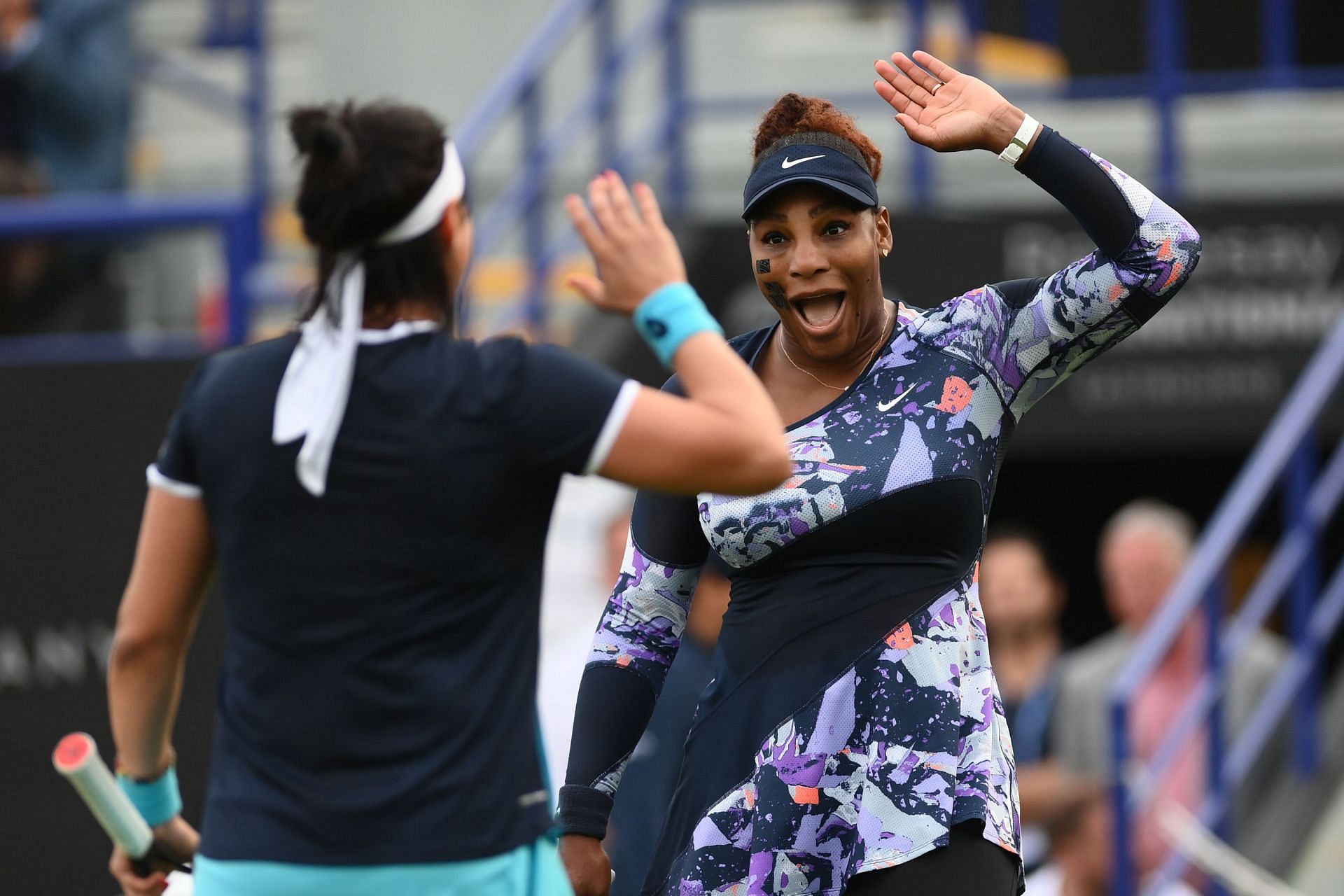 Serena Williams partnered Ons Jabeur at the Rothesay International Eastbourne
