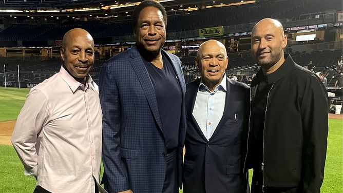 "Dave Winfield 6'4" and Jeter 6'3" "4 GOATS crossing" - New York Yankees fan react after Derek Jeter's heartwarming reunion with baseball legends