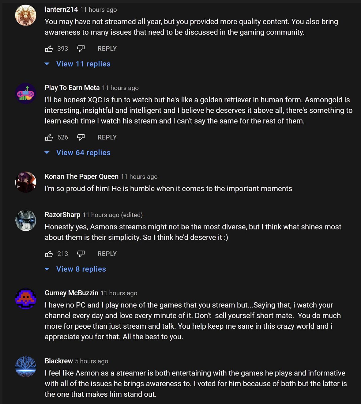 Fans provide their take in the YouTube comment section (Image via Asmongold Clips/YouTube)