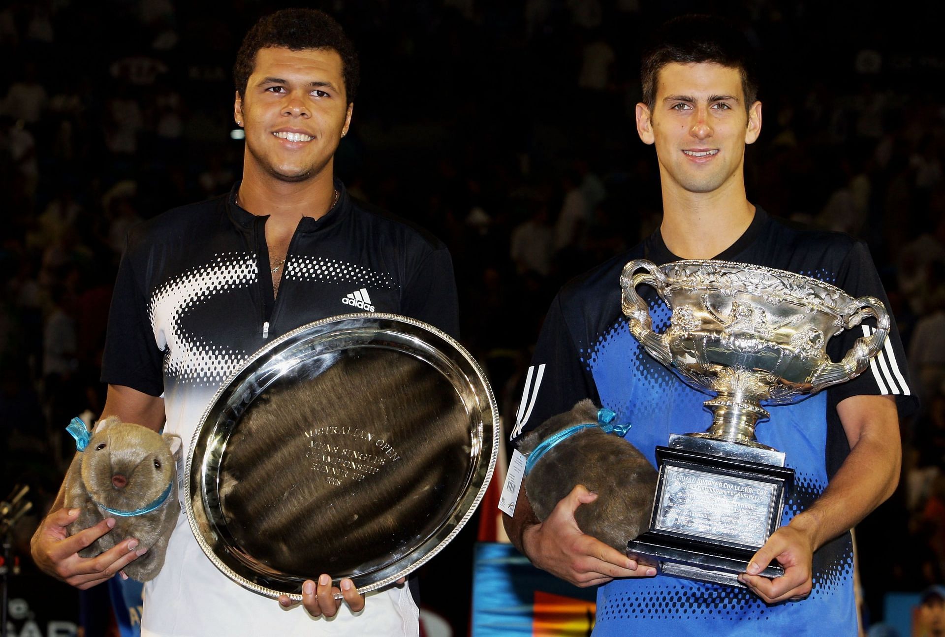 Novak Djokovic (right) won his first Major at the 2008 Australian Open.