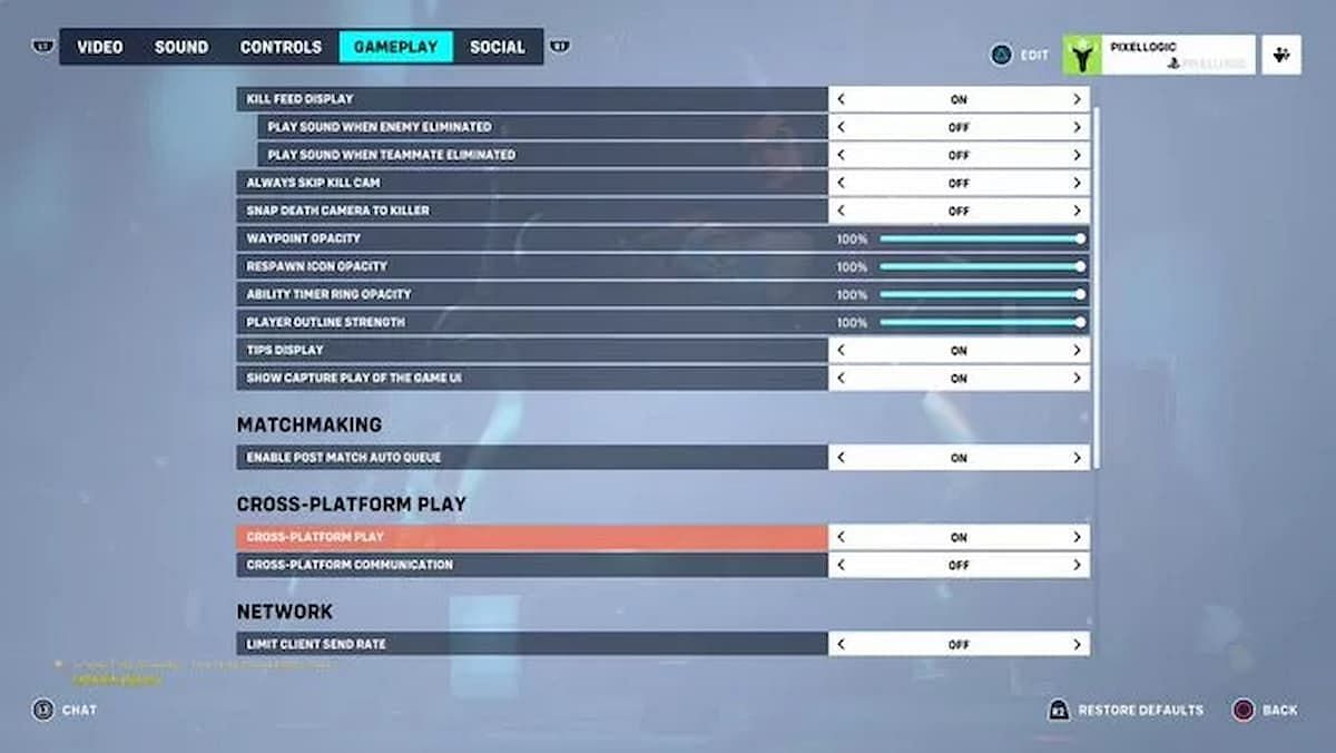 A look at the cross-play settings in the Overwatch 2 beta (Image via Blizzard Entertainment)