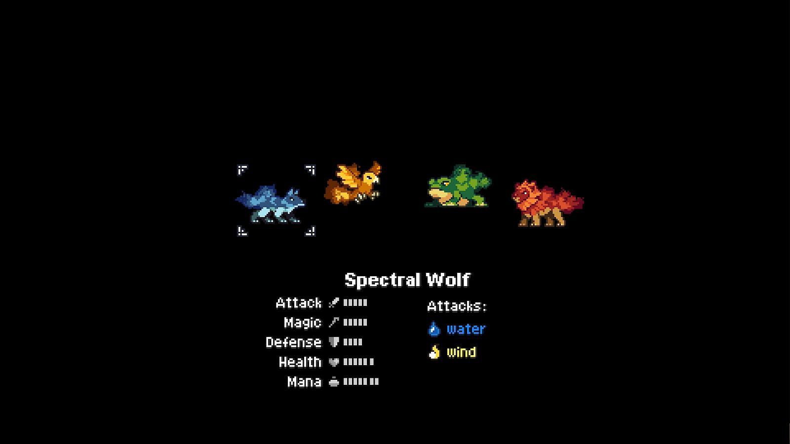 The Spectral familiar selection screen (Image via Team17)