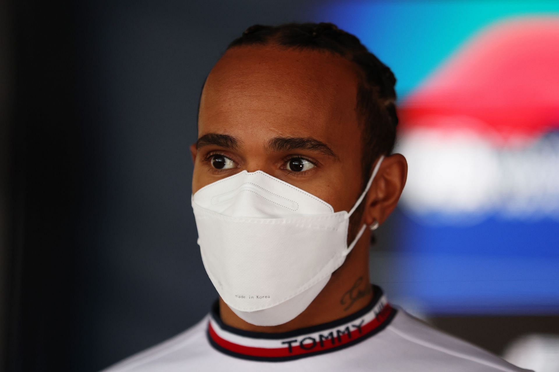 Lewis Hamilton talks to the media in the Paddock during previews ahead of the F1 Grand Prix of Austria at Red Bull Ring on July 07, 2022, in Spielberg, Austria (Photo by Bryn Lennon/Getty Images)