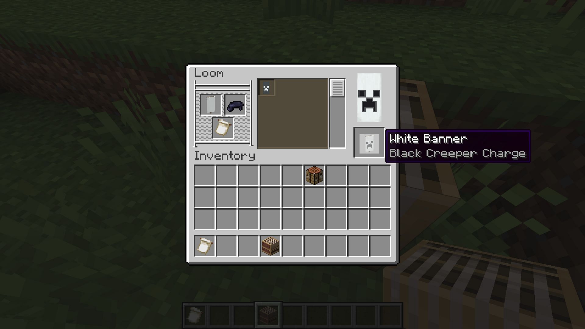 Banner patterns can be applied to banners via a loom block and dye (Image via Minecraft 1.19)