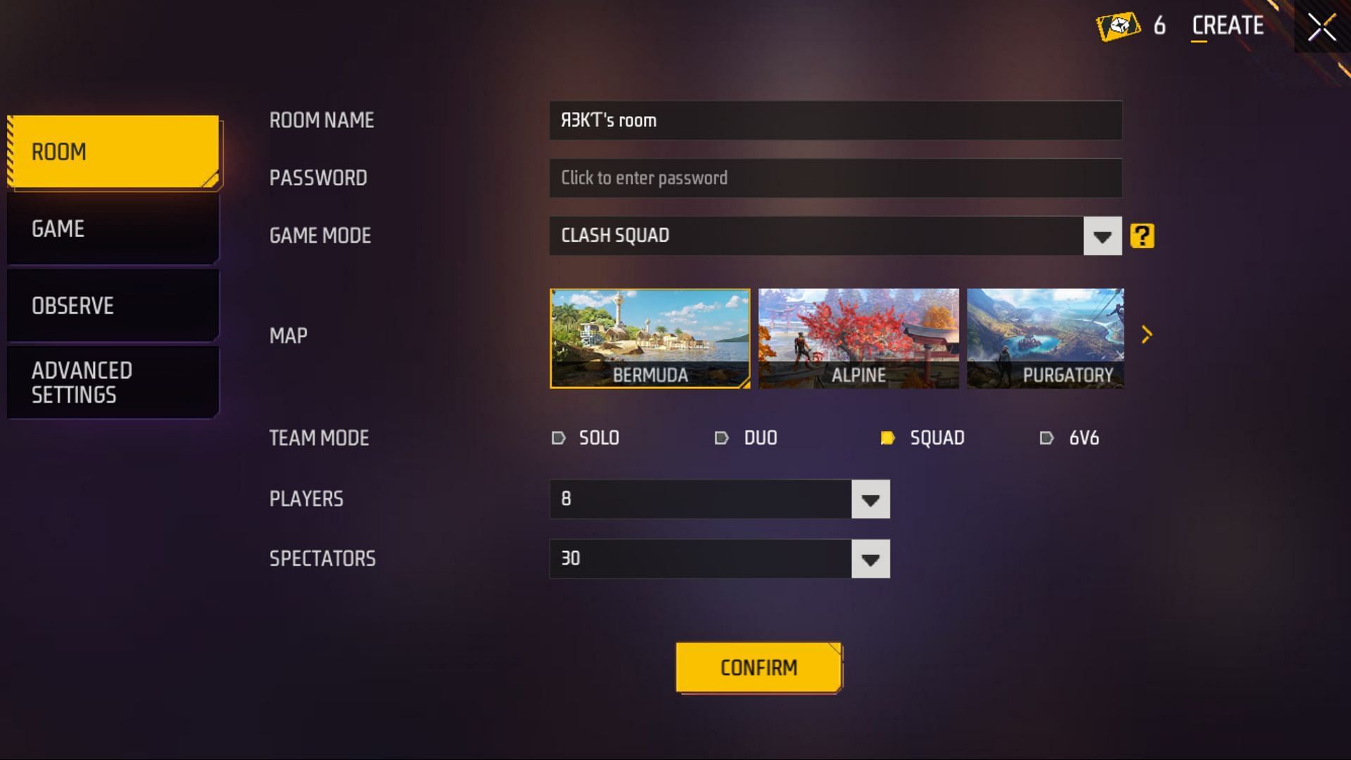 Select the details as per preference (Image via Garena)