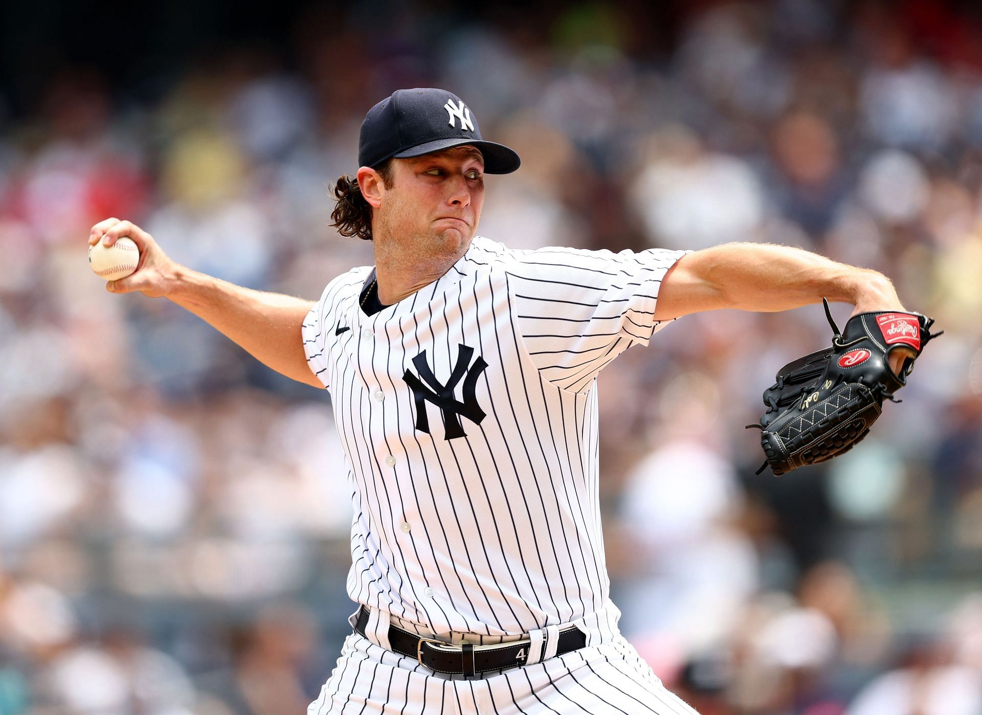 Gerrit Cole pitches during a Boston Red Sox v New York Yankees game this season