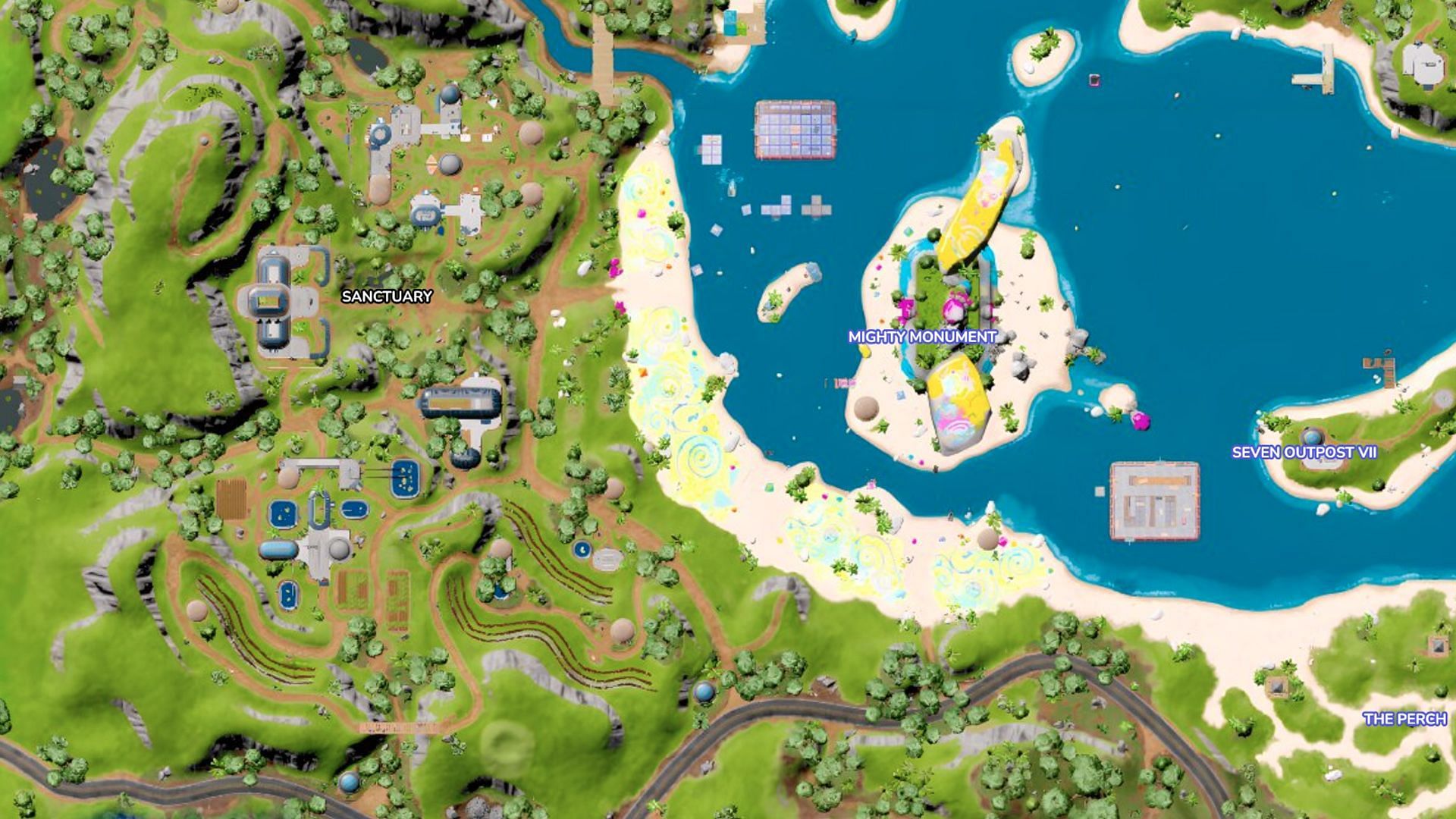 Gamers can complete the Fortnite Summer challenge easily by visiting the beach next to The Sanctuary (Image via Epic Games)