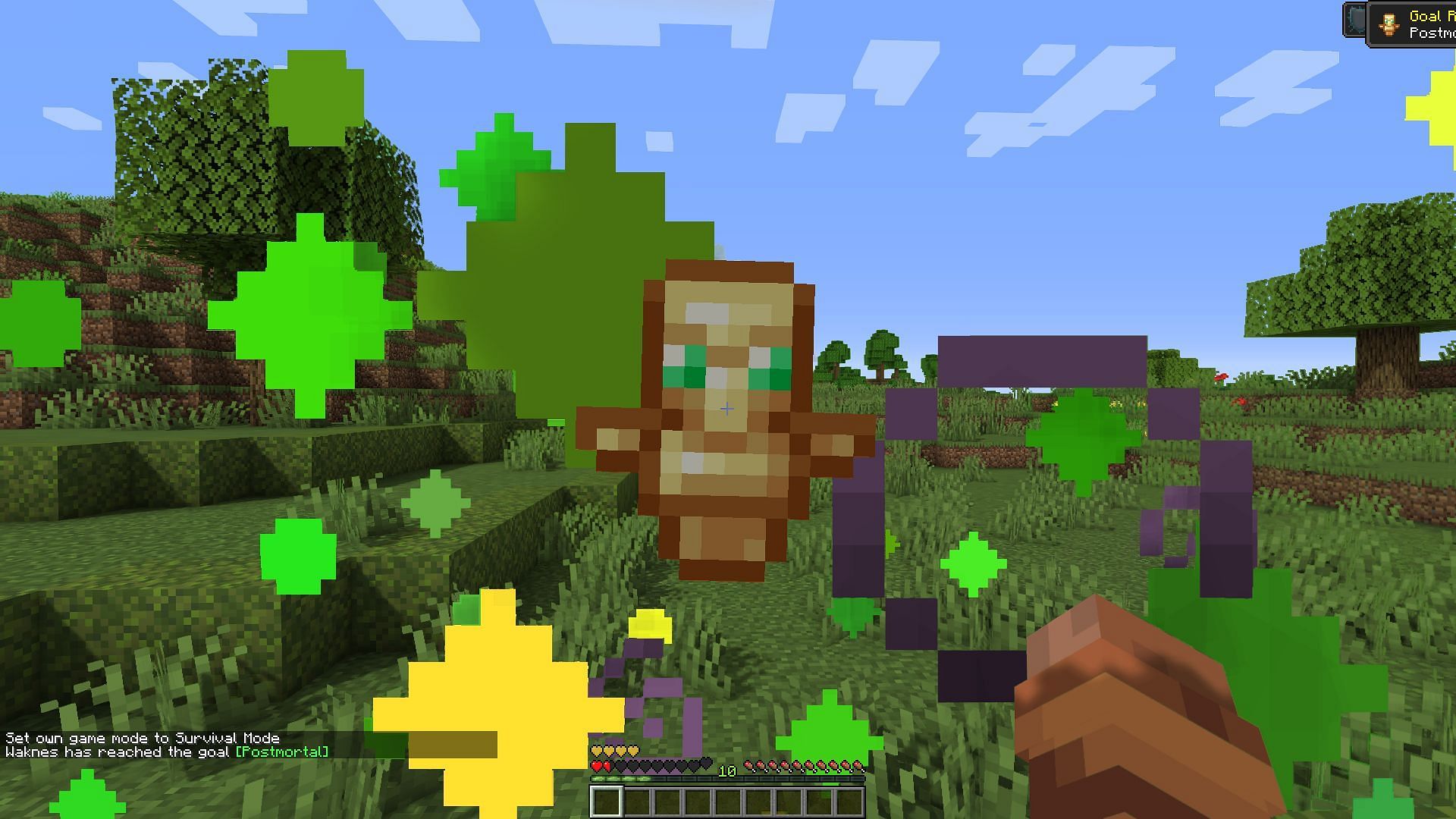A totem of undying going off (Image via Minecraft)
