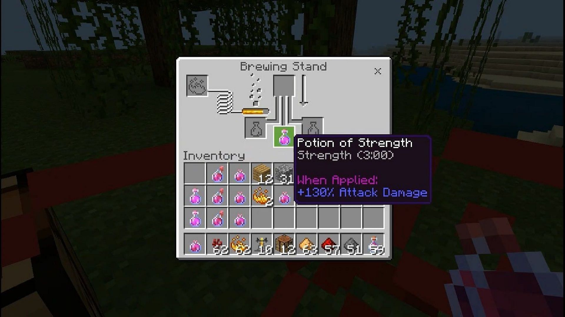 Potions of Strength enhance melee damage (Image via Mojang)