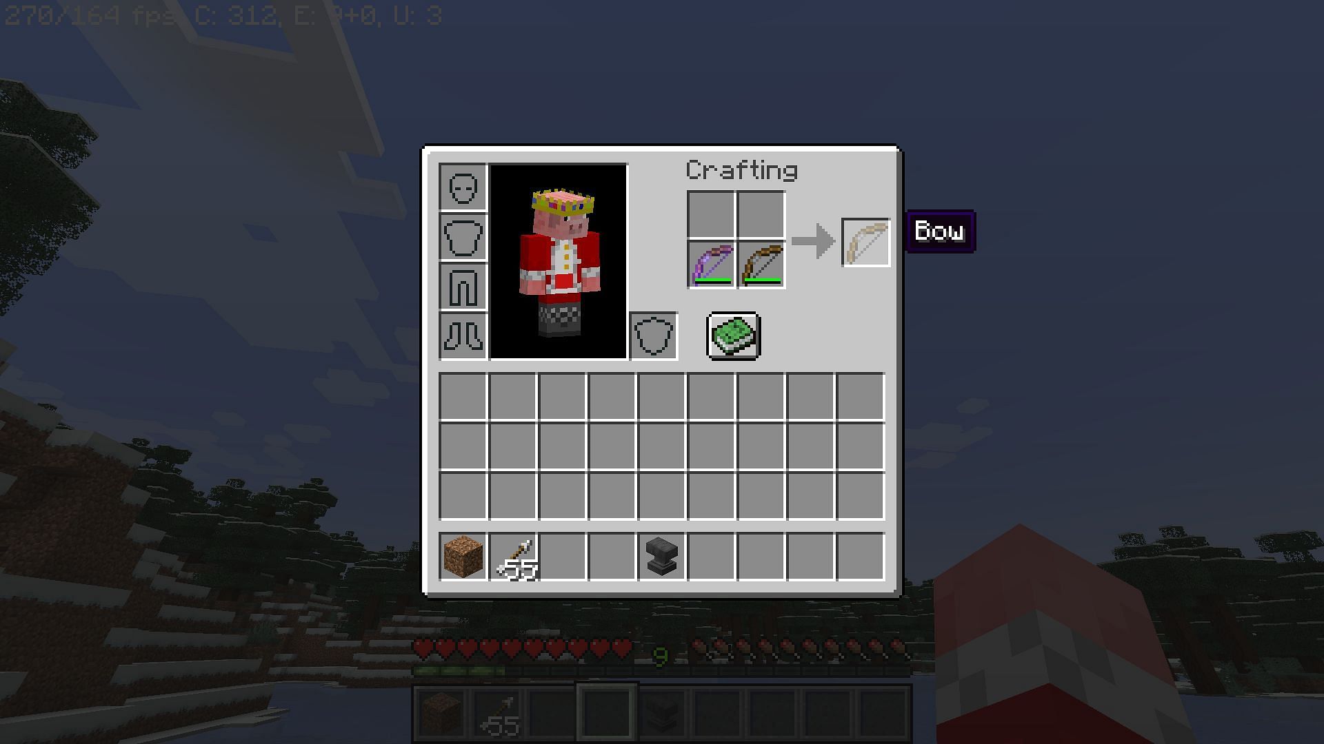 Repairing using crafting slots enhances durability, but the enchantment is lost (Image via Minecraft 1.19)