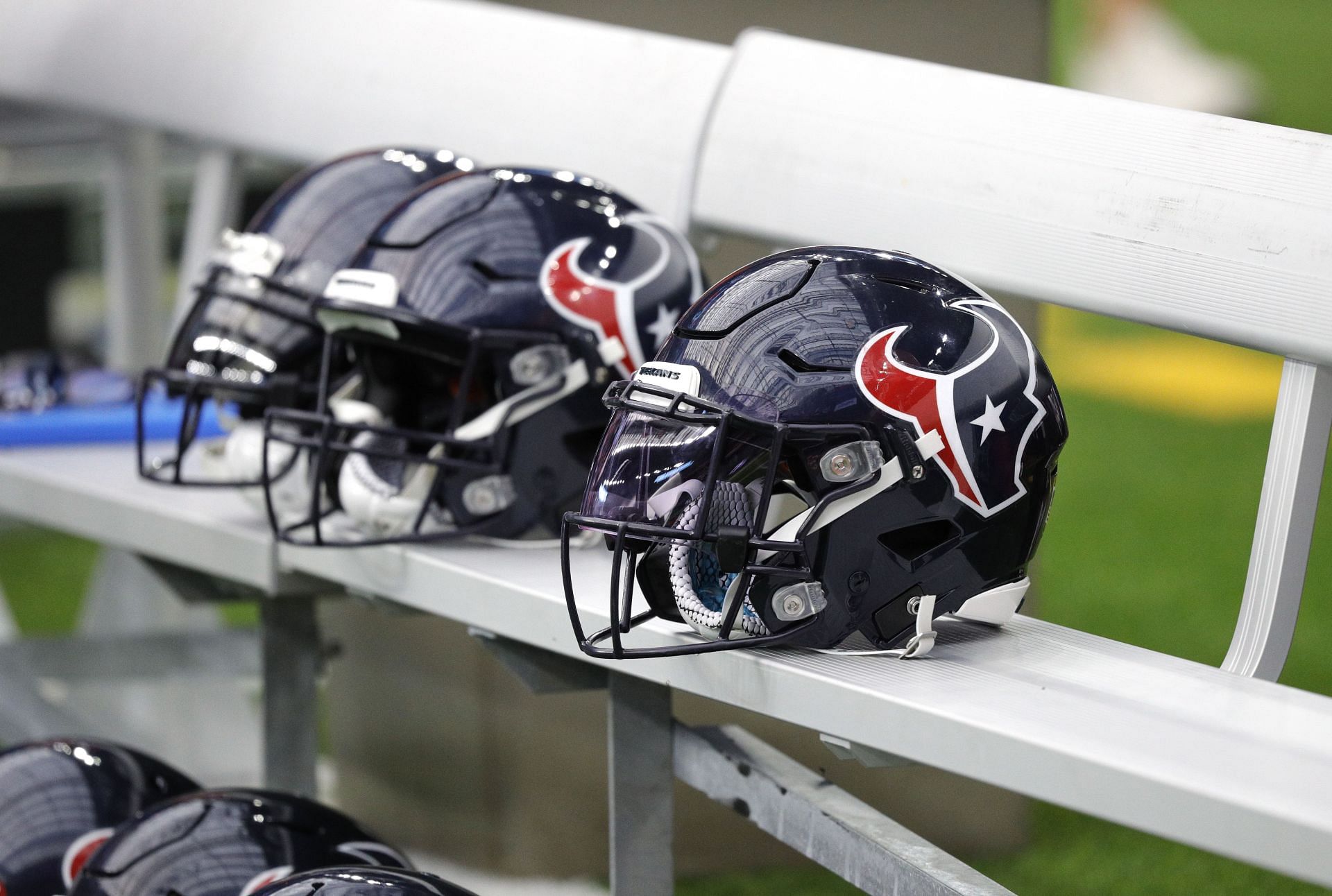 The helmets representing the Houston franchise
