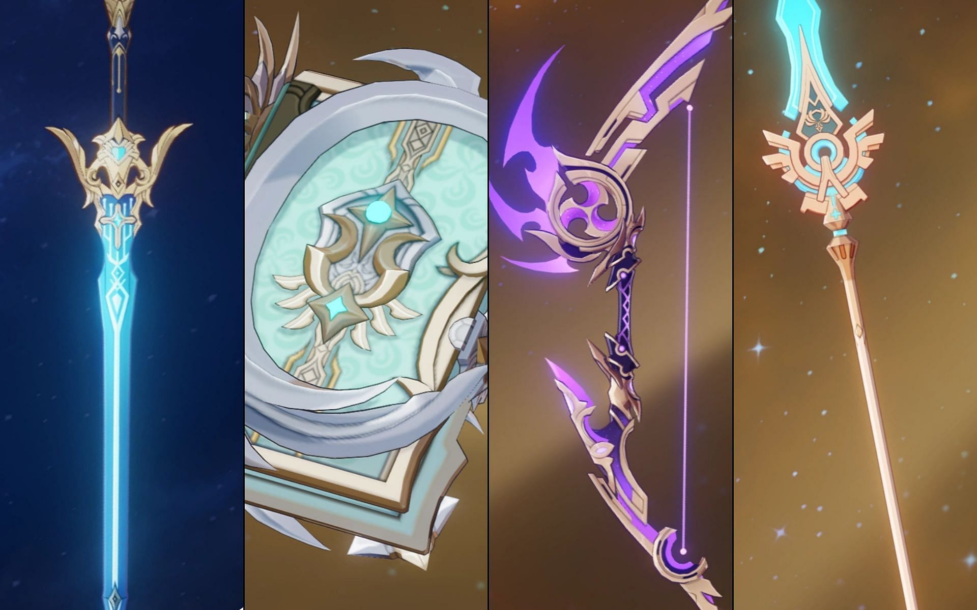 The supposed 5-star weapons of Genshin Impact 2.8 (Image via HoYoverse)