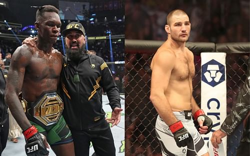 Israel Adesanya (left), Eugene Bareman (middle), and Sean Strickland (right)(Images via Getty)