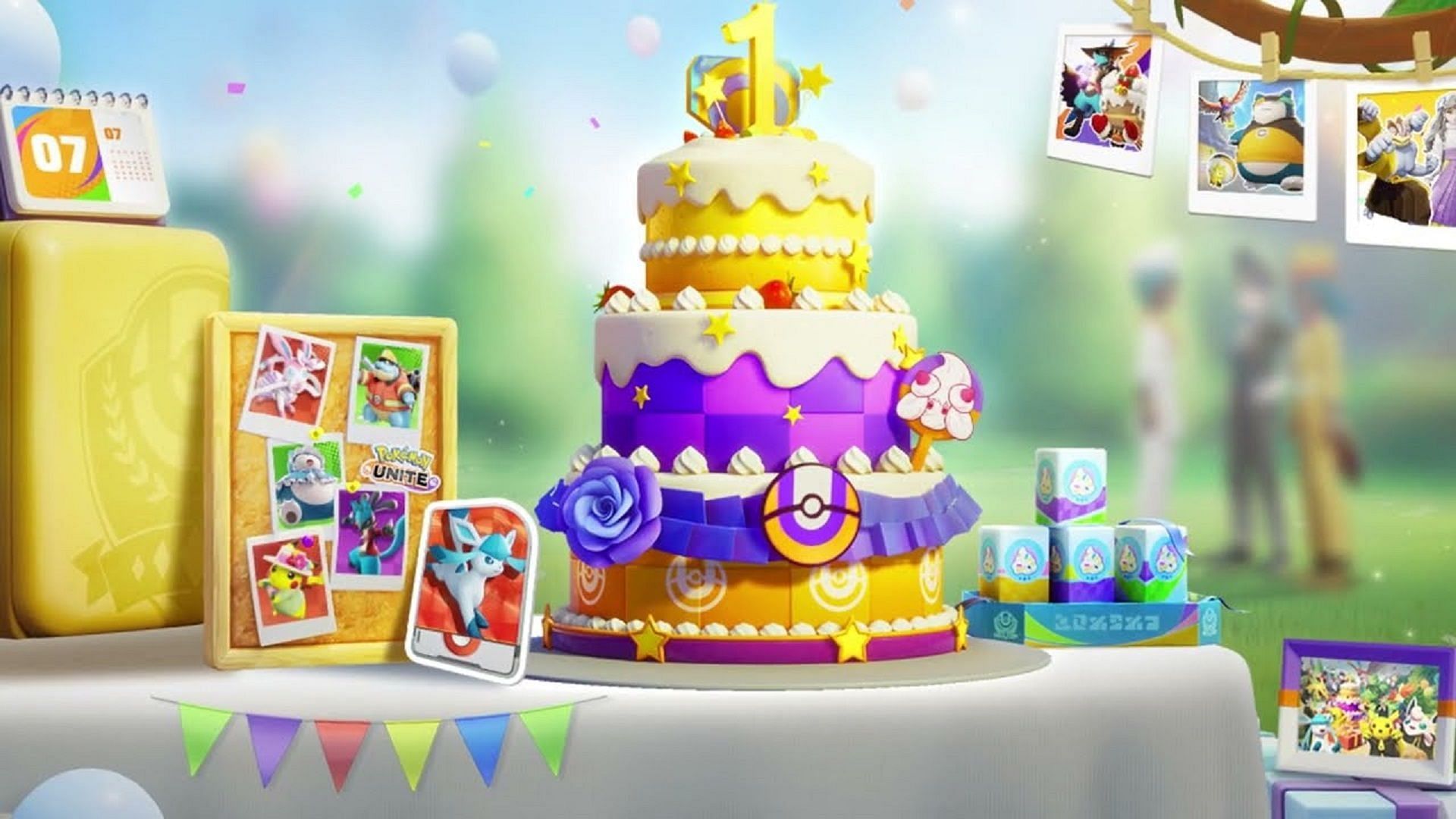 Pokemon Unite&#039;s birthday cake feature for the event (Image via Pokemon Unite/Youtube)