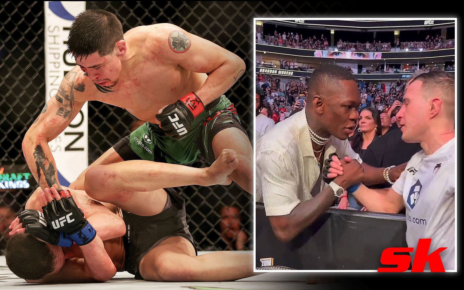 Kai Kara-France suffered a third-round TKO loss against Brandon Moreno at UFC 277 [left image via Getty; right image via @espnmma on Twitter]