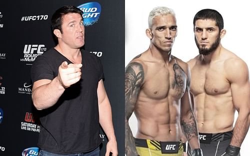 Chael Sonnen (L), Charles Oliveira and Islam Makhachev (R) (via @charlesdobronxs on Instagram)