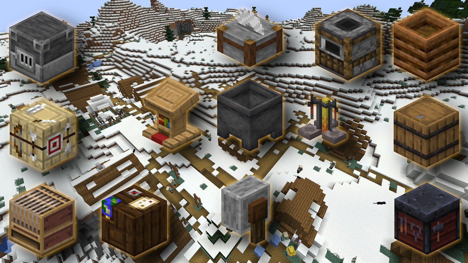 All of the game&#039;s profession blocks (Image via Minecraft)