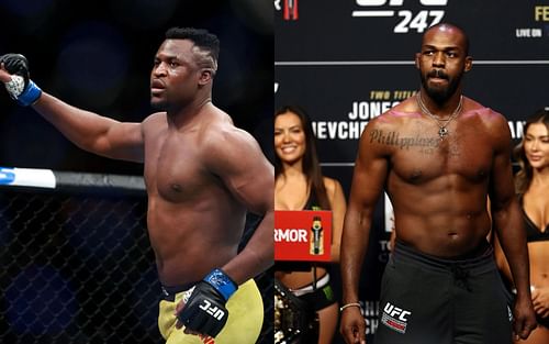 Francis Ngannou (L) and Jon Jones (R)