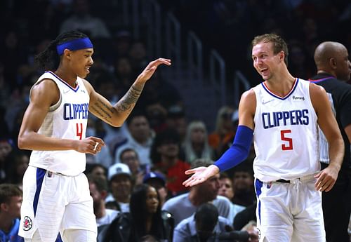 Brandon Boston Jr. and Luke Kennard of the LA Clippers