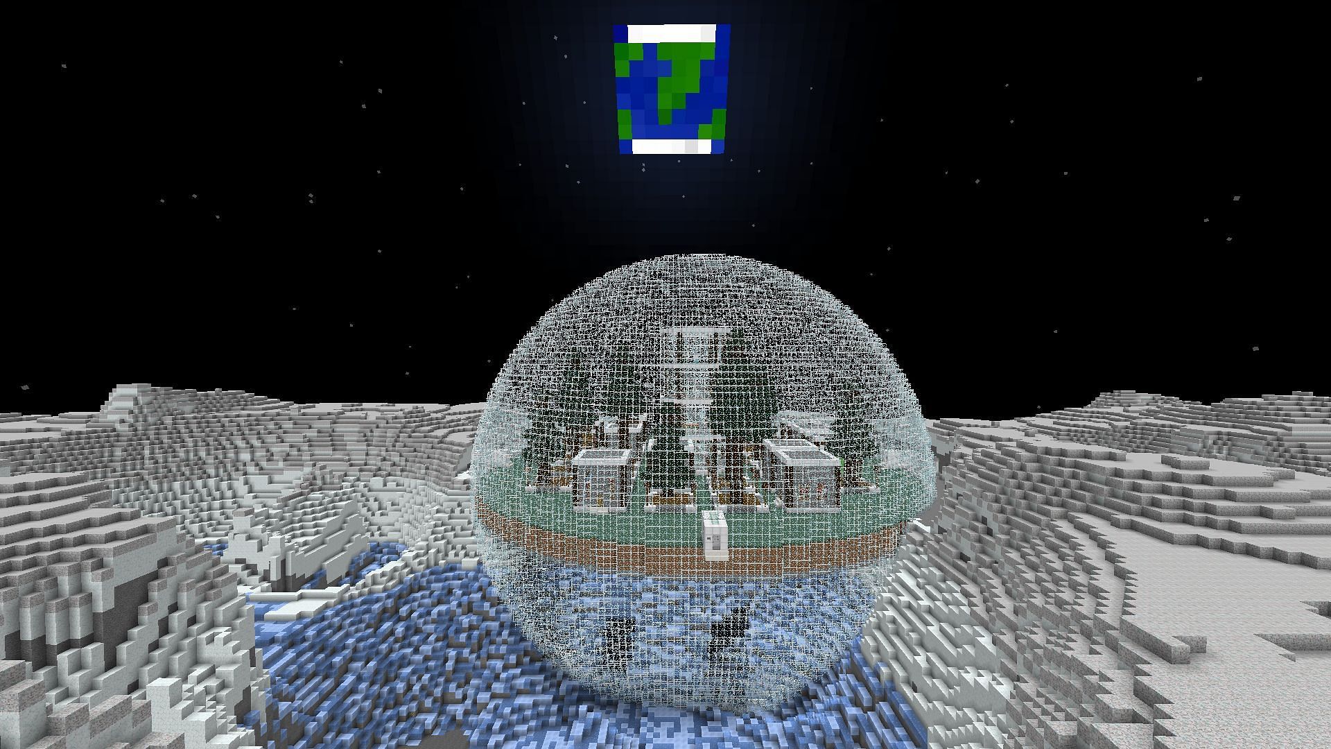 A player&#039;s moon base with its own biome generation (Image via nanorover59/CurseForge)