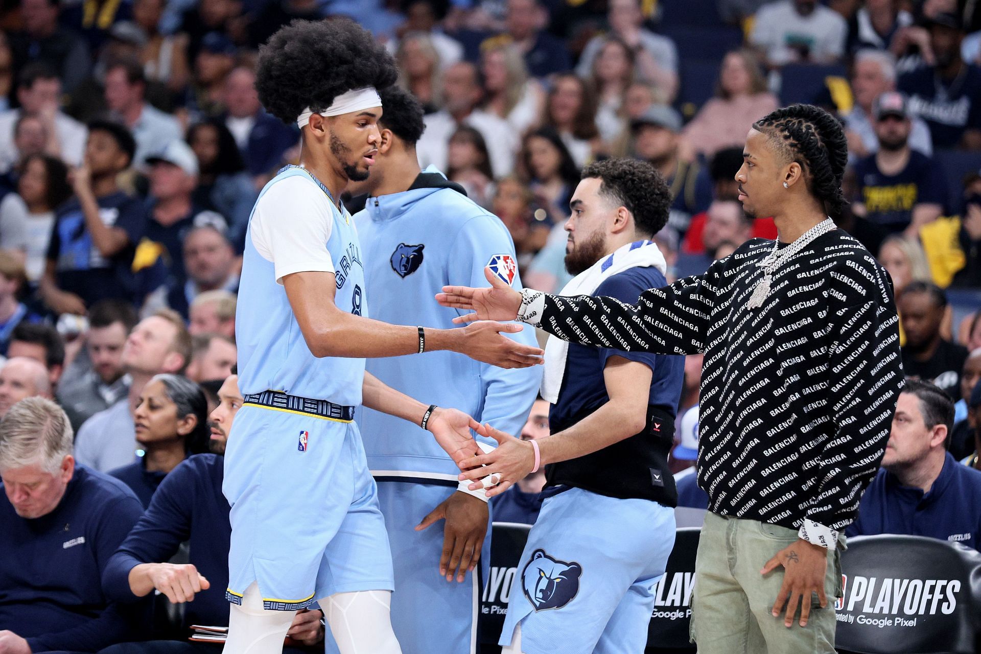 Ziaire Williams of the Memphis Grizzlies with Ja Morant