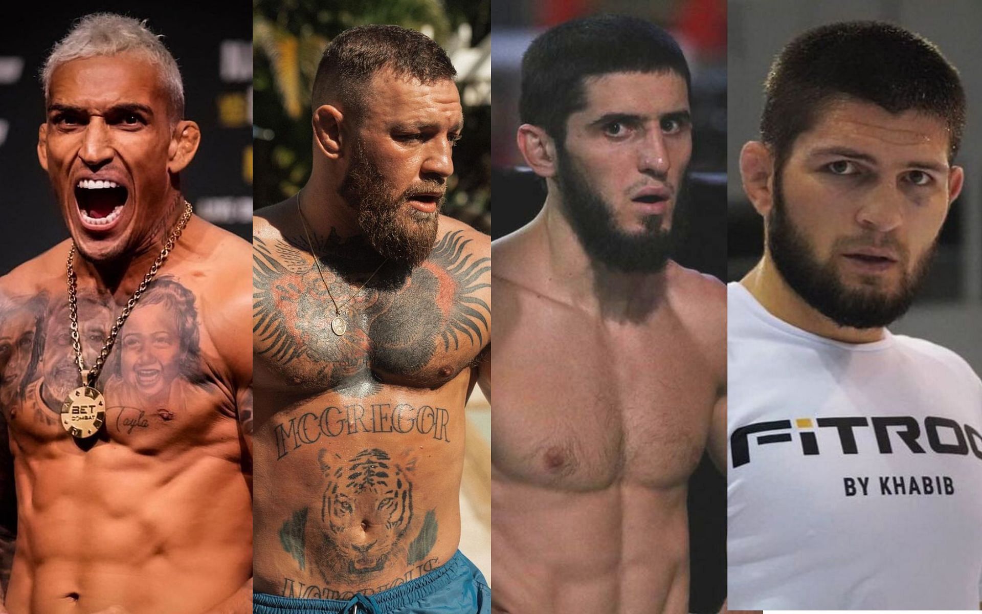 [L-R] Charles Oliveira, Conor McGregor, Islam Makhachev, Khabib Nurmagomedov [Images courtesy: @charlesdobronxs, @thenotoriousmma, @islam_makhachev, and @khabib_nurmagomedov via Instagram]