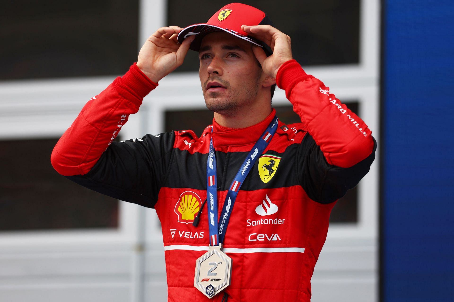 Ferrari driver Charles Leclerc after the 2022 F1 Austrian GP Sprint race. (Photo by Bryn Lennon/Getty Images)
