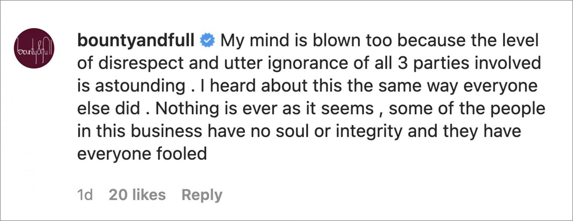 Kelis responded to a fan page&#039;s post through her Instagram account &#039;bountyandfull&#039; (Image via Instagram)