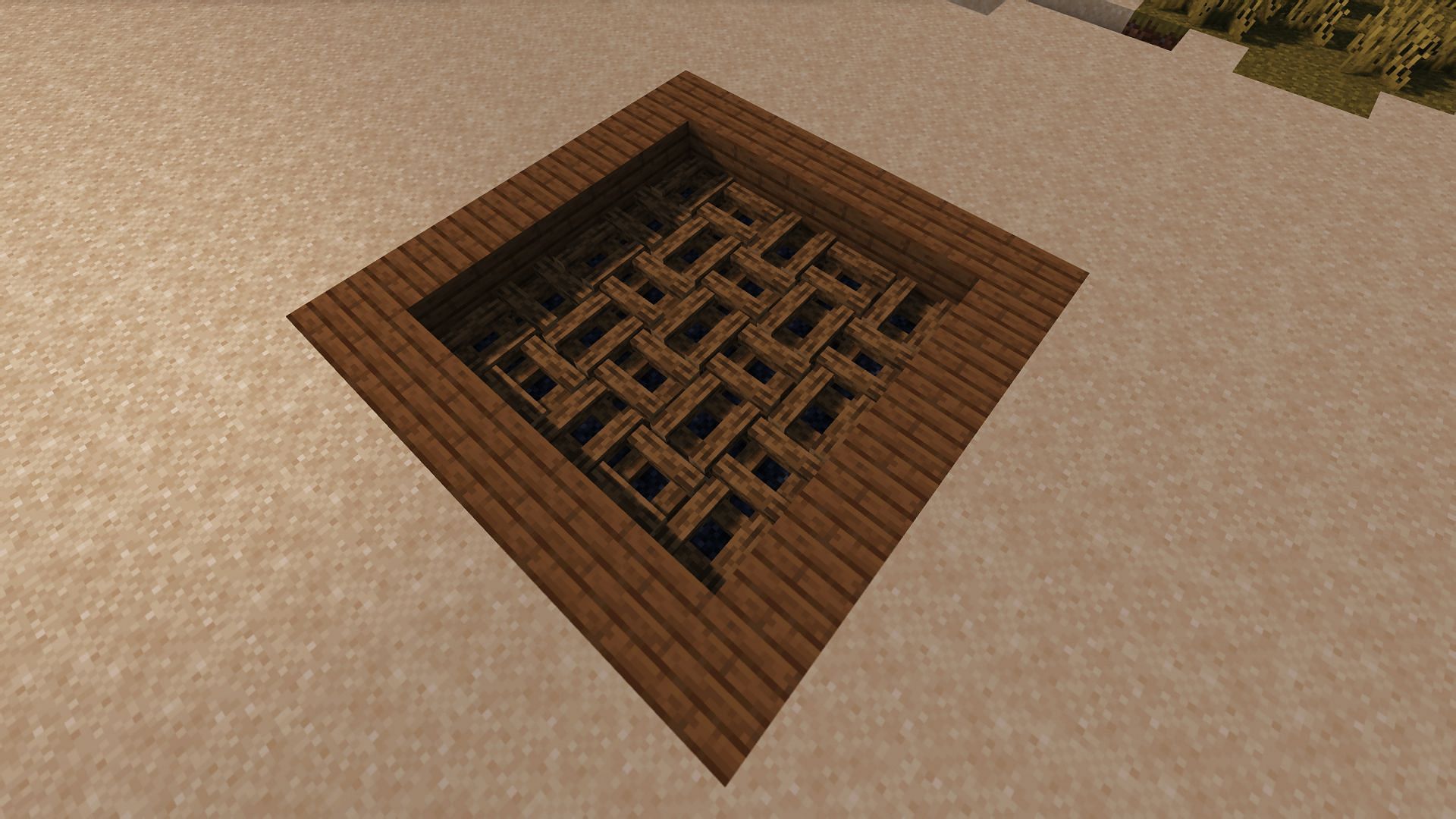 A campfire floor, resembling wicker (Image via Minecraft)