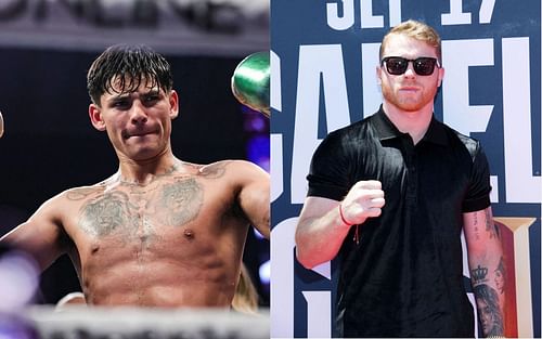 Former teammates Ryan Garcia (L) and Canelo Alvarez (R)