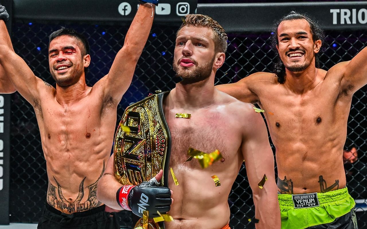 Danial Williams (left), Reinier de Ridder (middle), and Sinsamut Klinmee (right) [Photo Credits: ONE Championship]