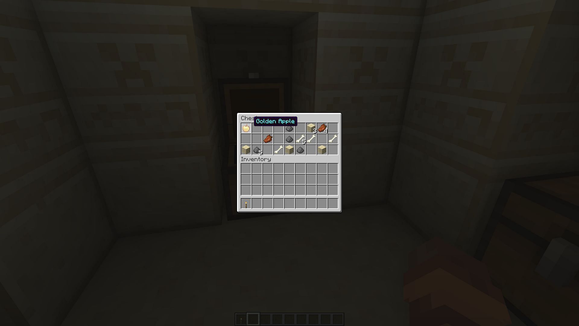 The golden apple found in the seed&#039;s desert temple (Image via Minecraft)