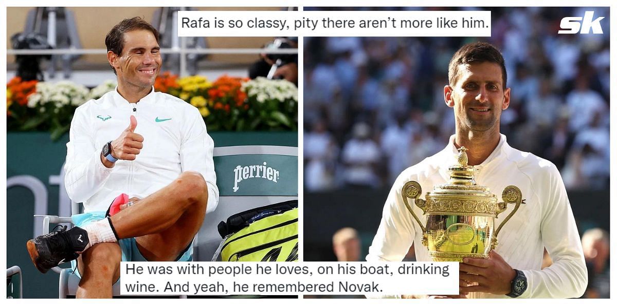 Tennis fans react to Rafael Nadal&#039;s message for Novak Djokovic on winning Wimbledon